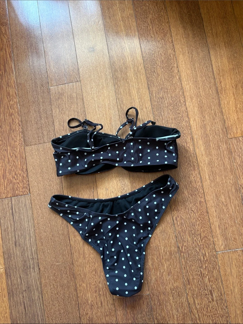 SHEIN Black Polka Dot Ring-Front Bikini
